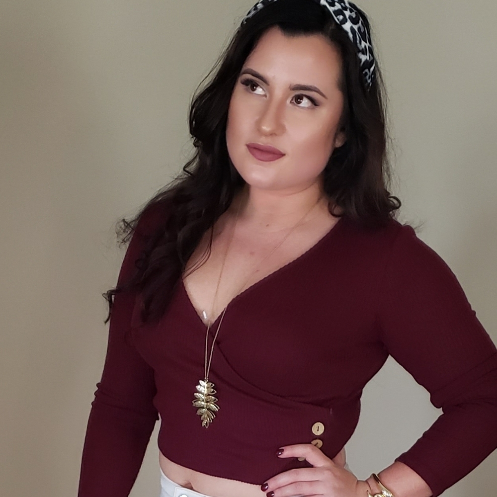 Long Sleeve Top: Burgundy